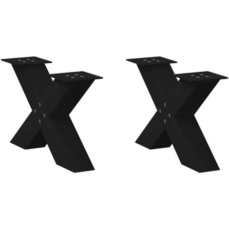 vidaXL Gambe per Tavolino da Caffè a Forma di X 2 pz Nere 60x(30-31) cm Acciaio
