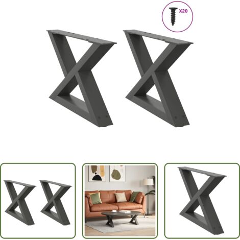 vidaXL Gambe per tavolino da caffè -  Gambe per tavolino 2 pz Antracite 50x(30-31,3) cm Acciaio