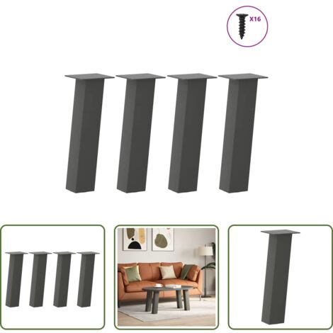 vidaXL Gambe per tavolino da caffè -  Gambe per tavolino 4 pz Antracite 30 cm Acciaio