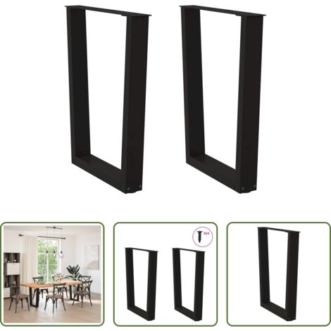 vidaXL Gambe per tavolo da pranzo nere -  Gambe per tavolo da pranzo a forma di V 2 pz nere 60x(72-73,3) cm in acciaio