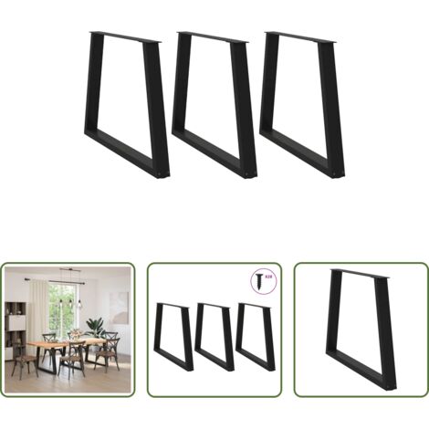 vidaXL Gambe per tavolo da pranzo nere -  Gambe per tavolo da pranzo a forma di V 3 pz nere 90x(72-73,3) cm in acciaio