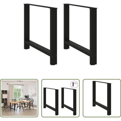 vidaXL Gambe per tavolo da pranzo nere -  Gambe per tavolo da pranzo nere 2 pz 100x(72-73) cm in acciaio