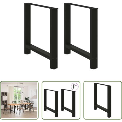 vidaXL Gambe per tavolo da pranzo nere -  Gambe per tavolo da pranzo nere 2 pz 80x(72-73) cm in acciaio