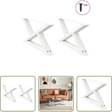 vidaXL Gambe per tavolo -  Gambe per tavolino da caffè 2 pz Bianche 70x(30-31,3) cm Acciaio