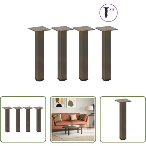 vidaXL Gambe per tavolo -  Gambe per Tavolino da Caffè 4 pz Acciaio Naturale 30-32 cm Acciaio