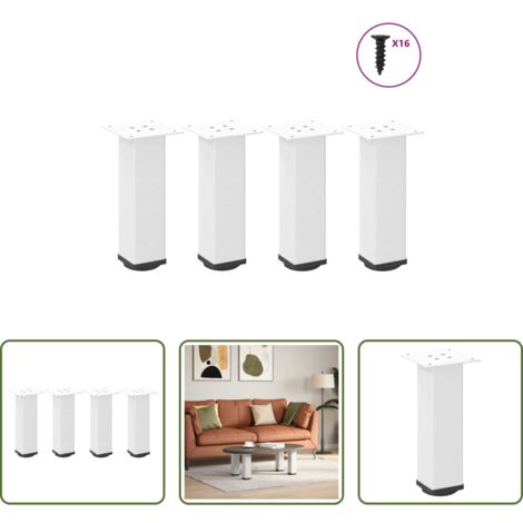 vidaXL Gambe per tavolo -  Gambe per Tavolino da Caffè 4 pz Bianche 42-44 cm Acciaio