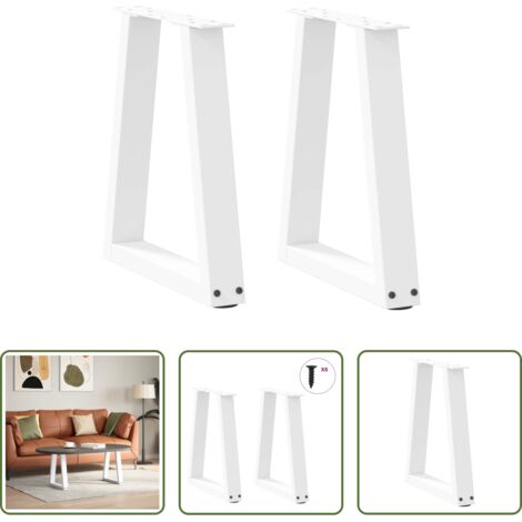 vidaXL Gambe per tavolo -  Gambe per Tavolino da Caffè a Forma di V 2 pz Bianche 28x(42-43,3) cm Acciaio