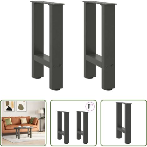 vidaXL Gambe per tavolo -  Gambe per Tavolino da Caffè Antracite 2 pz 28x(42-43) cm Acciaio