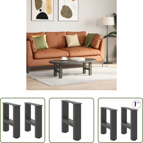 vidaXL Gambe per tavolo -  Gambe per Tavolino da Caffè Antracite 2 pz 40x(30-31) cm Acciaio