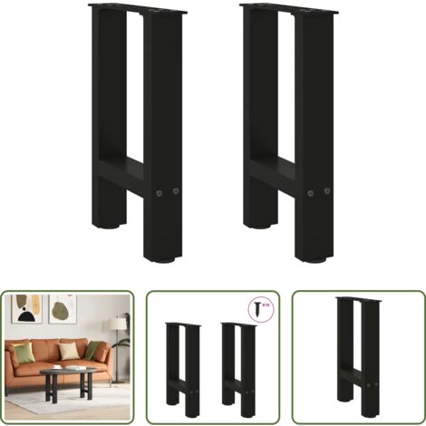 vidaXL Gambe per tavolo -  Gambe per Tavolino da Caffè Nere 2 pz 28x(42-43) cm Acciaio