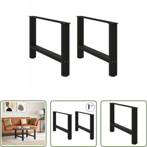 vidaXL Gambe per tavolo -  Gambe per Tavolino da Caffè Nere 2 pz 70x(42-43) cm Acciaio