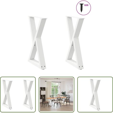 vidaXL Gambe per tavolo -  Gambe per tavolo da pranzo 2 pz bianche 60x(72-73,3) cm in acciaio