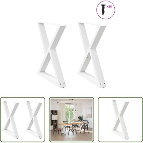 vidaXL Gambe per tavolo -  Gambe per tavolo da pranzo 2 pz bianche 70x(72-73,3) cm in acciaio