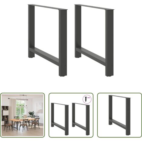 vidaXL Gambe per tavolo -  Gambe per tavolo da pranzo antracite 2 pz 100x(72-73) cm in acciaio