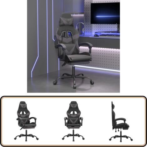 vidaXL Gaming-Stuhl mit Fußstütze Schwarz und Grau Kunstleder