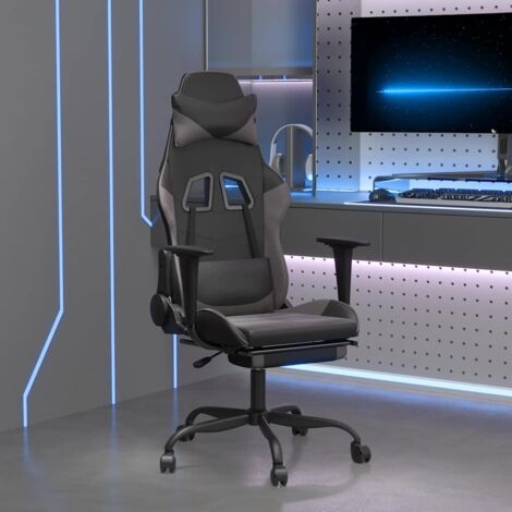 vidaXL Gaming-Stuhl mit Massagefunktion und Fußstütze Schwarz&Granit Kunstleder
