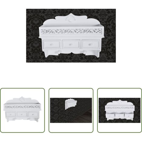 vidaXL Ganchos - Estante de pared con 3 cajones 2 ganchos