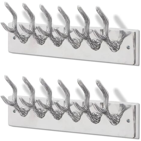 vidaXL Ganci Appendiabiti 2 pz Argento in Alluminio