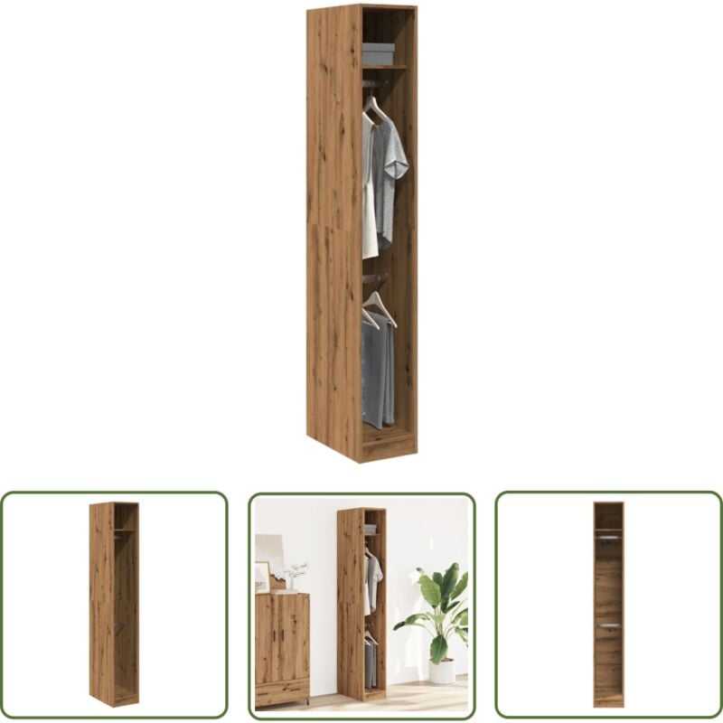 The Living Store - vidaXL Garde-robe chêne artisanal 30x50x200 cm bois d'ingénierie