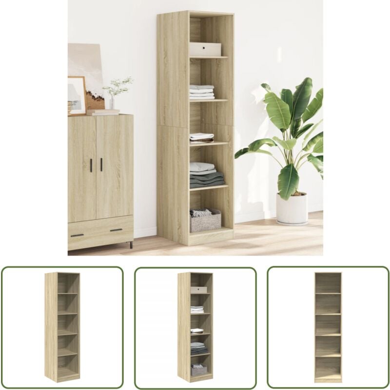 The Living Store - vidaXL Garde-robe Chêne sonoma 50x50x200 cm Bois d'ingénierie
