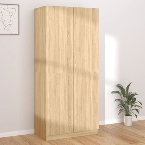 Vidaxl – Garde-robe chêne sonoma 90x52x200 cm – 2 portes – Penderie et compartiment haut – Aggloméré supérieur pour durabilité