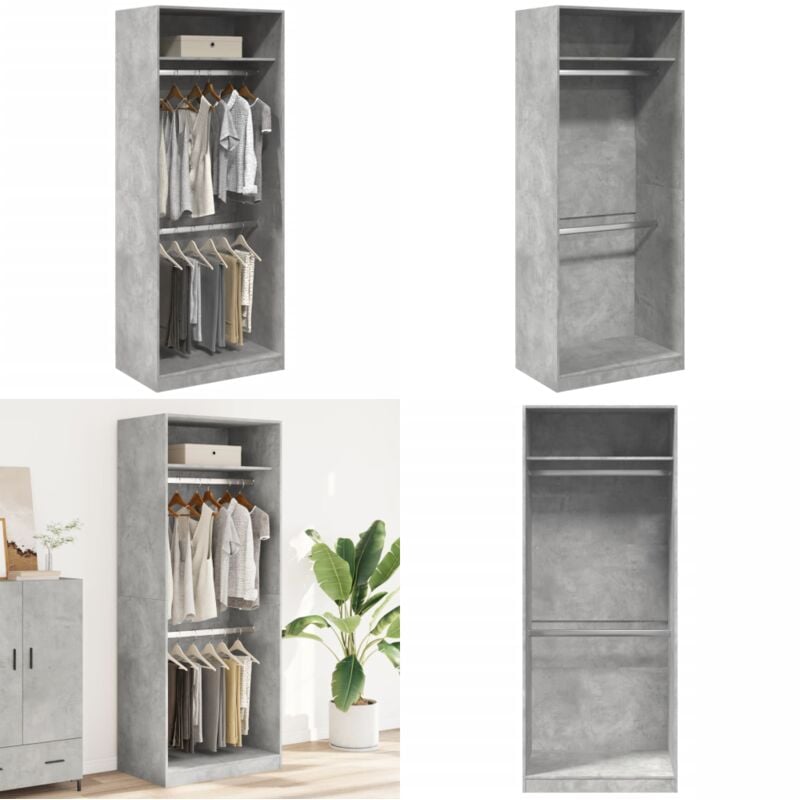 Vidaxl - Garde-robe gris béton 80x50x200 cm bois d'ingénierie