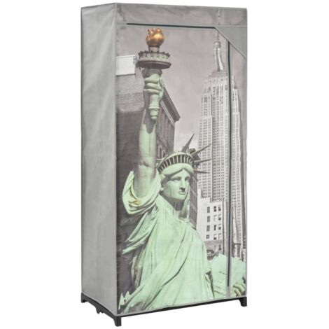 Vidaxl – Garde-robe New York 75x45x160 cm – Tissu intissé – Couvercle enroulable avec attaches – Compartiments pour vêtements et chaussures