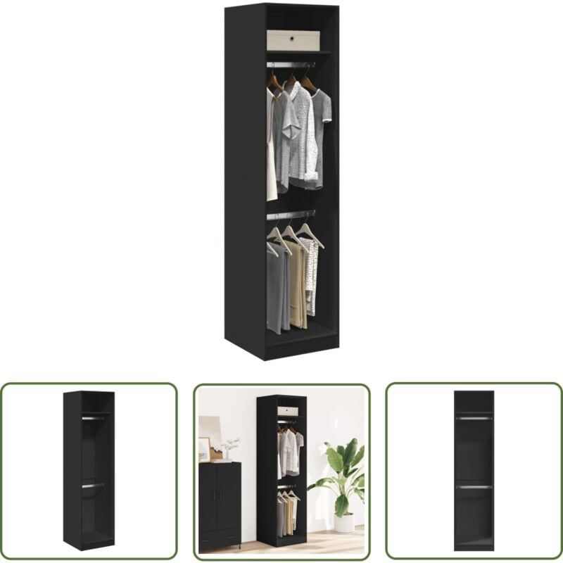 The Living Store - vidaXL Garde-robe Noir 50 x 50 x 200 cm Bois d'ingénierie