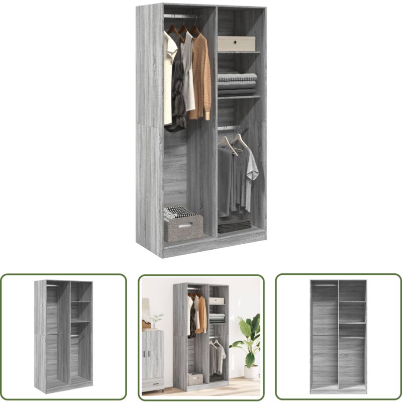 The Living Store - vidaXL Garde-robe sonoma gris 100x50x200 cm bois d'ingénierie