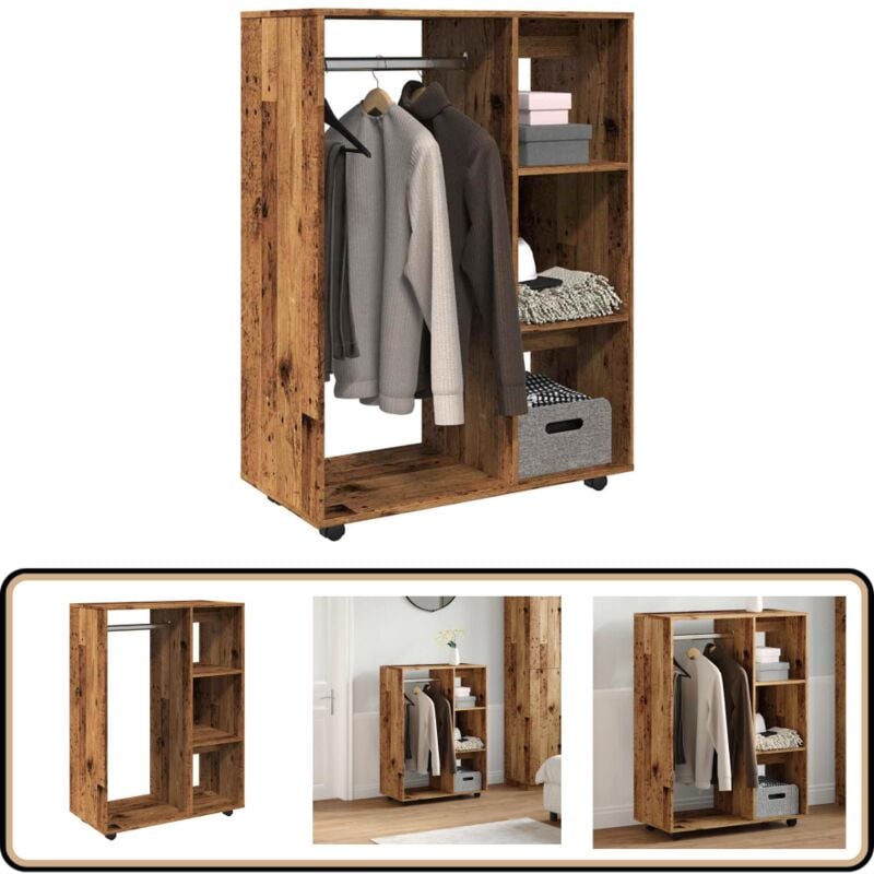 Garde-robe vieux bois 80x40x110 cm bois d'ingénierie - Vidaxl