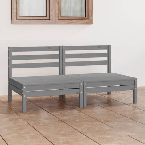 vidaXL Garden 2-Seater Sofa Grey Solid Pinewood (806589)