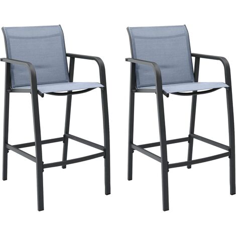 main image of "vidaXL Garden Bar Chairs 2 pcs Grey Textilene - Grey"