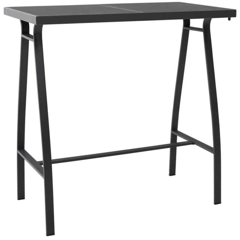 Garden Bar Table Black 110x60x110 cm Tempered Glass Vidaxl