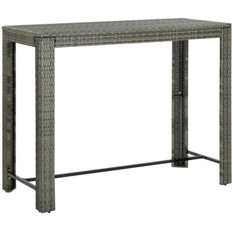 main image of "vidaXL Garden Bar Table Grey 140.5x60.5x110.5 cm Poly Rattan - Grey"