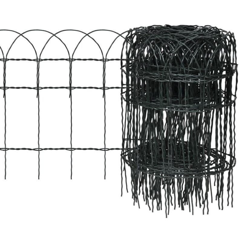 vidaXL Garden Border Fence Powder-coated Iron 25x0.4 m - Green