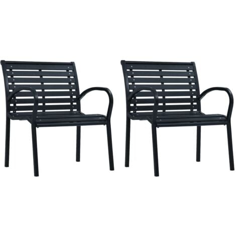 main image of "vidaXL Garden Chairs 2 pcs Black Steel and WPC - Black"