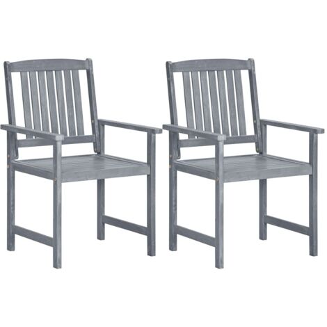vidaXL Garden Chairs 2 pcs Grey Solid Acacia Wood