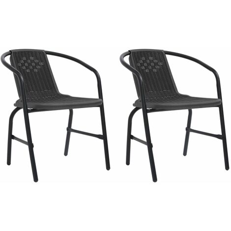 vidaXL Garden Chairs 2 pcs Plastic Rattan and Steel 110 kg