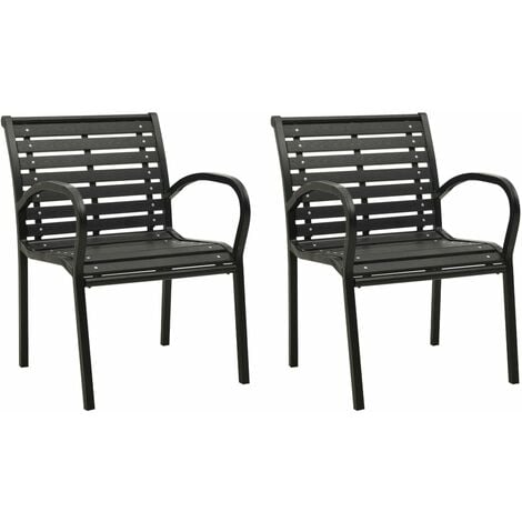 main image of "vidaXL Garden Chairs 2 pcs Steel and WPC Black - Black"