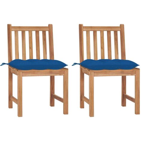 vidaXL Garden Chairs 2 pcs with Cushions Solid Teak Wood (315611+314926)