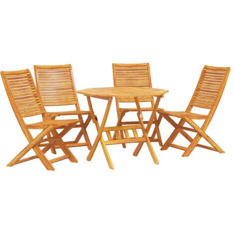 vidaXL Garden Dining Set Folding 5 pcs Brown Solid acacia wood