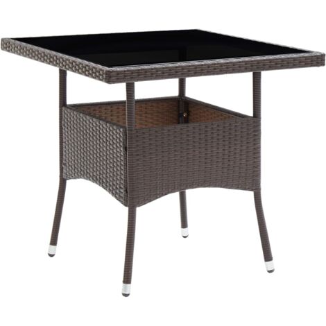 vidaXL Garden Dining Table Brown Poly Rattan