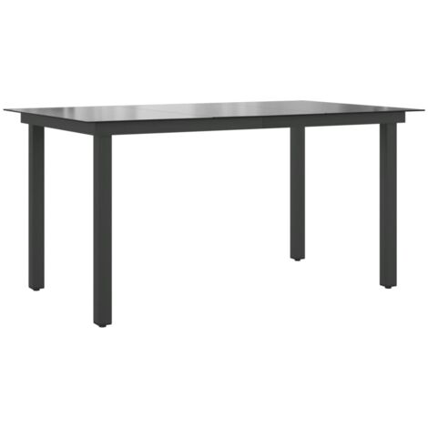 Garden Table Black 150x90x74 cm Aluminium and Glass
