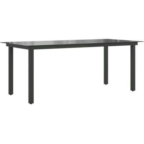 Garden Table Black 190x90x74 cm Aluminium and Glass