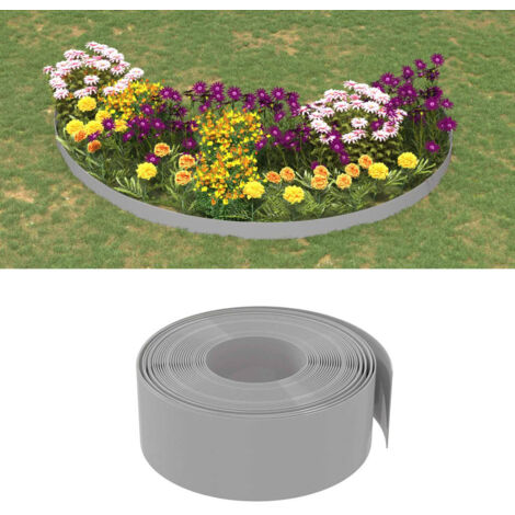 vidaXL Garden Edgings 3 pcs Grey 10 m 20 cm Polyethylene