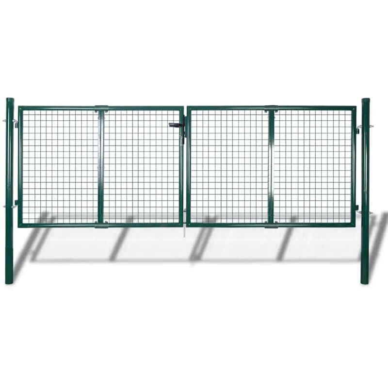 Vidaxl - Fence Gate Steel 306x100 Cm Green