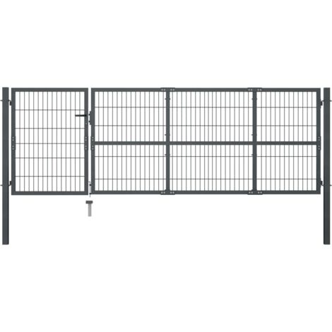 vidaXL Garden Gate with Posts Steel 350x100 cm Anthracite