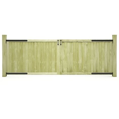 main image of "vidaXL Garden Gates 2 pcs Impregnated Pinewood 300x100 cm - Green"