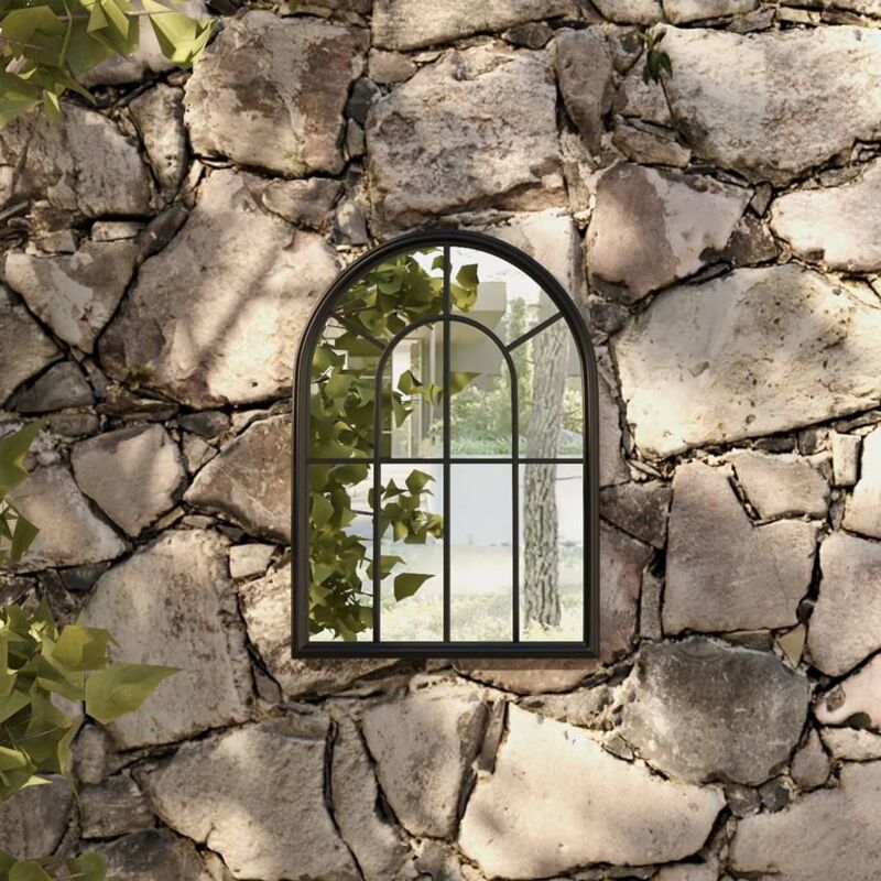 Garden Mirror Black 60x45 Cm Iron For Outdoor Use Vidaxl