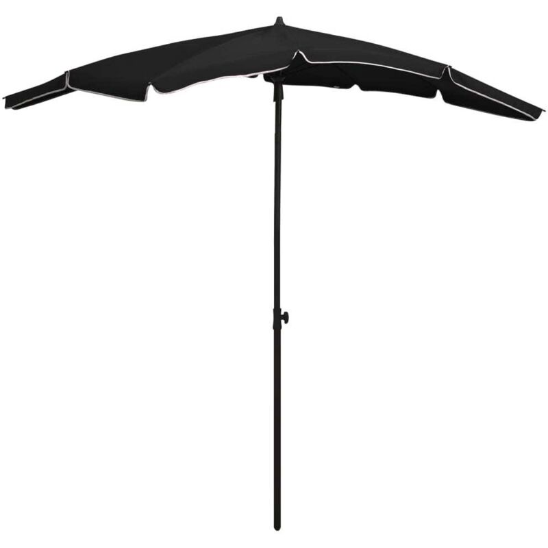 Garden Parasol With Pole 200x130 Cm Black Vidaxl